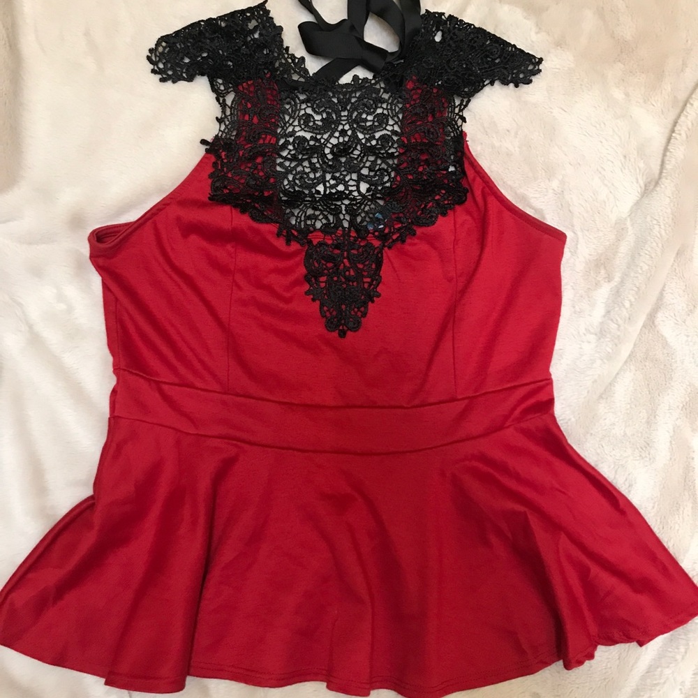 Adorable Red Peplum Top
